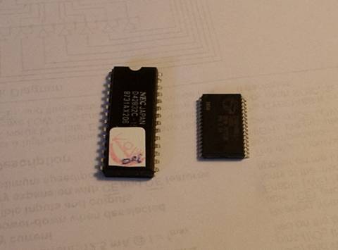 comparación entre el chip original del cartucho y el chip de 512Kbytes